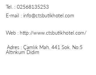 Cts Butik Hotel iletiim bilgileri